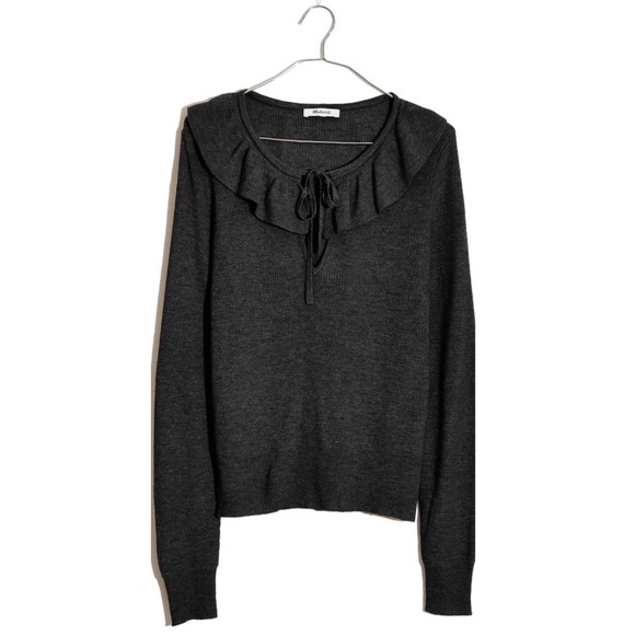 NEW Madewell Tie-Neck Ruffle Pullover Sweater - Picture 2 of 12